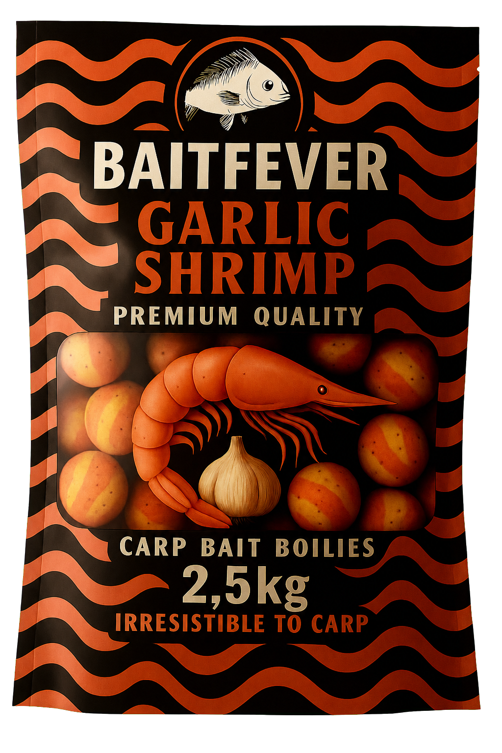BaitFever Garlic Shrimp boilies, 2.5 kilograms
